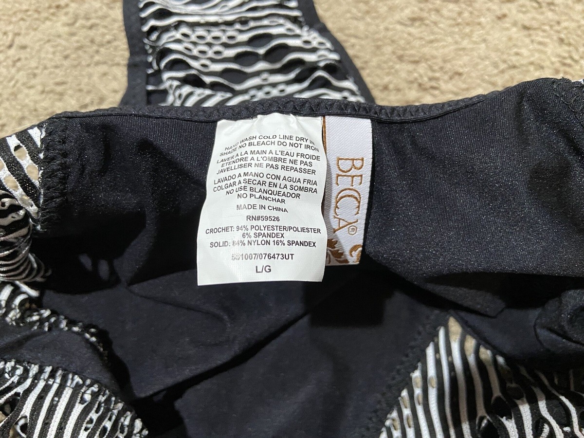 ⭐︎ Becca By Rebecca Virtue Women's Black White Mesh Plunge 1-Piece