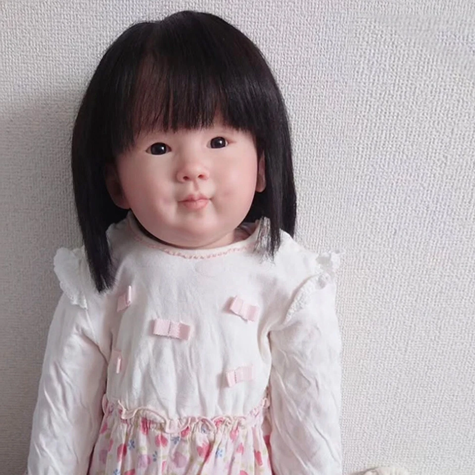 Muñeca bebé renacida terminada de 28"" niña linda tela facial cuerpo regalo hecho a mano Foto 2 de 3