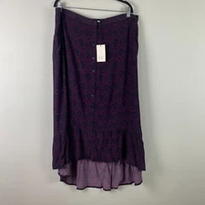 Kerrits EQL Button Front Maxi Skirt Size 1X Purple Floral Horse Print Pockets