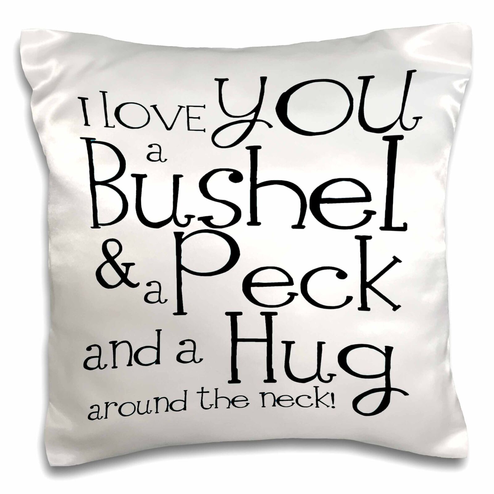 3dRose I love you a bushel and a peck. White and Black. 16x16 inch Pillow Case