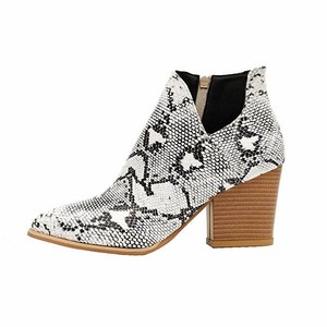 black and white snakeskin ankle boots