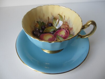 Aynsley Vintage D. Jones Tasse & Untertasse Obstgarten Obstmuster, signiert D.Jones