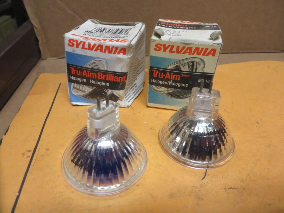 SYLVANIA TRU-AIM DISPLAY LAMP 2 PIECES # MR 16 20W- 12V NOS GU 5.3 - Image 2 of 4