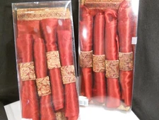 Silvestri  Sheer Dark Red/Gold Trim Placemats & Napkins - 2 Sets (India)