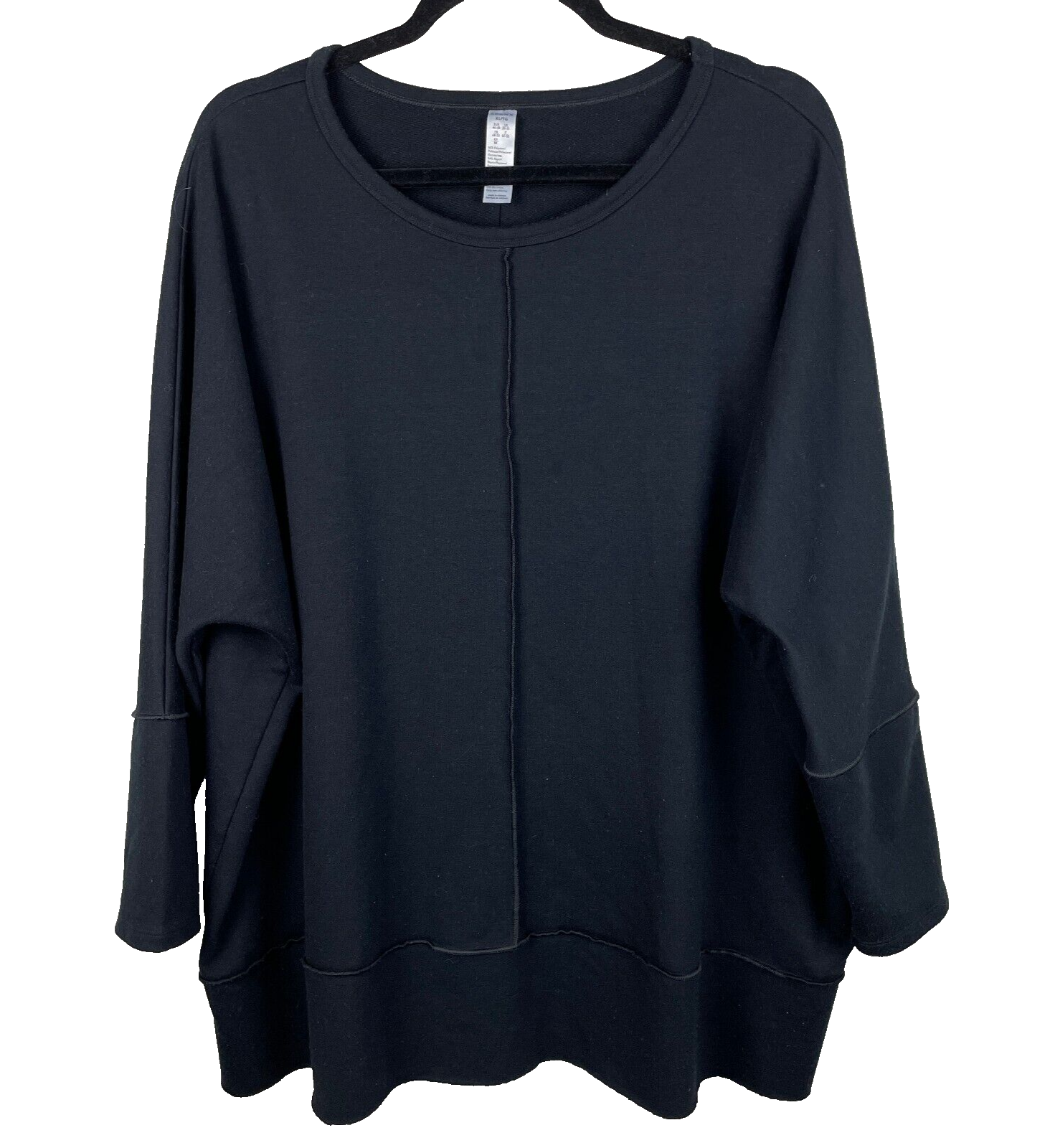 Spanx Perfect Length Top XL Black Dolman 3/4 Sleeve Stretch Athleisure Cozy