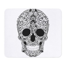 CafePress Black Flower Skull Mousepad  720209269 