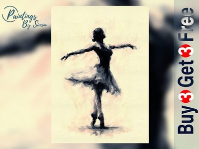 Ballerina Tänzerin Ölgemälde Druck 5x7 | Elegante Figur Wandbild Geschenk