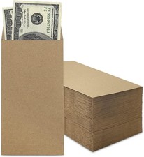 100 Pack Kraft Cash Envelopes 6.7x3.5 Fit for Envelope Money Saving Challenge