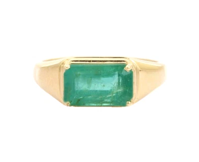 2.60 Karat Natürlich Sambianischer Smaragd Solitaire Signet Ring IN 14k Gelbgold - Bild 1 von 4