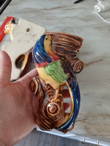 Vtg 3 Majolica Parrot Wall Pocket, Bird Wall Planters, Made in Japan, Majolica - Picture 8 of 16