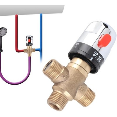 Solid Brass G1/2 Thermostatic Mixing Valve for Shower System Water Temperatur...