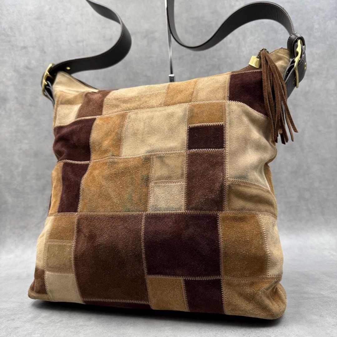 Coach Brown Suede Patchwork Shoulder Bag 9331 Use… - image 1