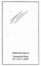 Pinball top glass 21 x 43 x 3/16 in For Williams Stern Bally Midway Capcom +More