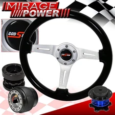 Quick Release + Extender + Black Wood Deep Dish Steering Wheel For 96-05 Civic