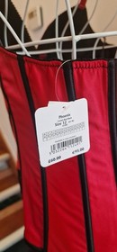 Ann Summers Red Black Lace Corset Bustier Size 12 Boned Lingerie Halterneck