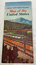 Vintage 1958 Great Northern Railway Fold Out United States Map
