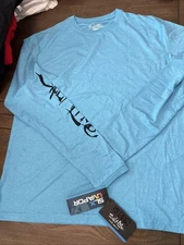 Salt Life Fishing Shirt Mens Medium Blue SLX UVAPOR Long Sleeve Surf Fish Logo