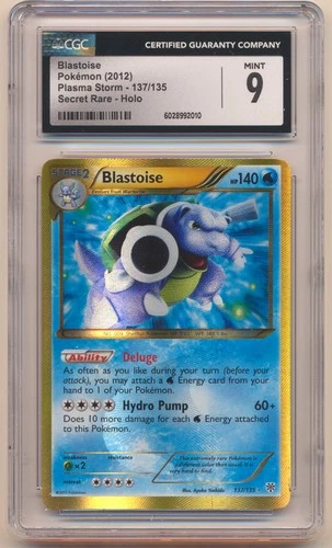 2012 POKEMON PLASMA STORM BLASTOISE SECRET RARE #137/135 CGC 9