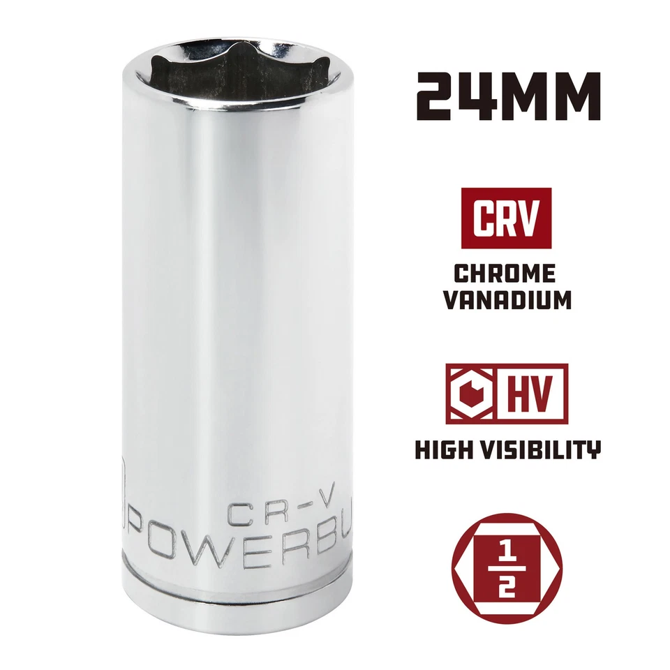 Powerbuilt 1/2 Inch Drive x 24 MM 6 Point Deep Socket - 640840 - Image 2 of 4