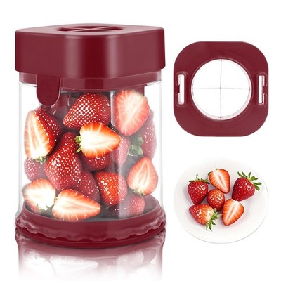 ReignSword Fruit Slicer Cup, Multi-Function Strawberry Slicer, Midium, Red