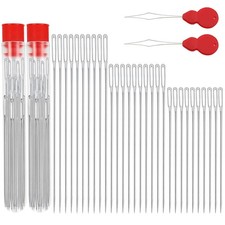 60 PCS Large Eye Hand Sewing Needles Set - 3 Sizes Leather Embroidery Thread ...