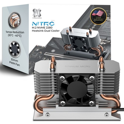 #ad Titanium Micro Nitro Pro SSD M.2 2280 NVME Heatsink with Built in 30mm PWM fan $22.99
