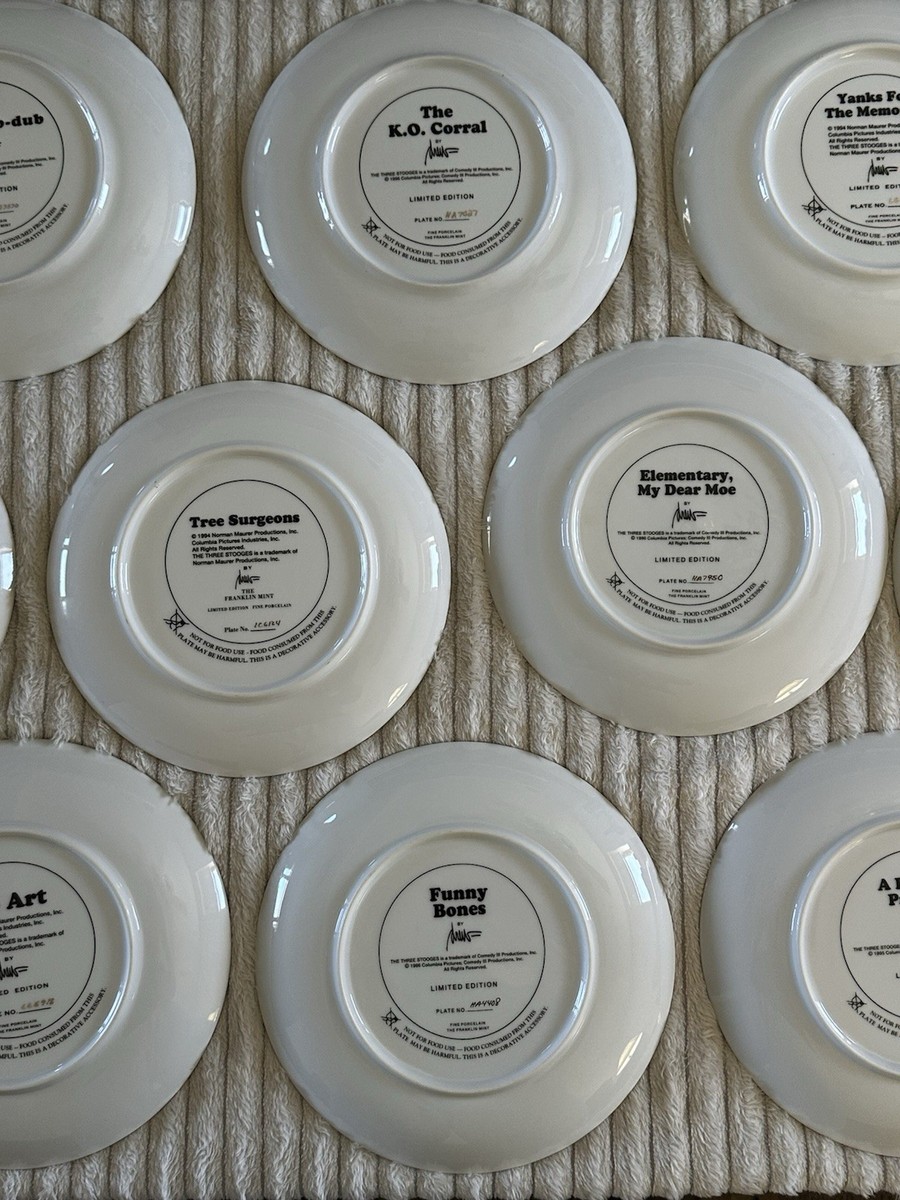 Franklin Mint Three Stooges Plate Set | Complete 12 Piece | 1994