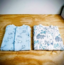 Just One You by Carter  s Newborn Boy Sleep n Play Lot 2 Safari Animal Blue White