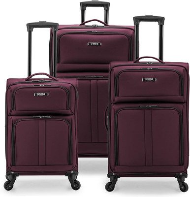 Anzio Softside Expandable Luggage with Spinner Wheels, Burgundy, 3-Piece Set (22