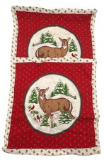 Set Of 2 Handmade Christmas Decorative Pillow Cases Deer Cardinal Winter 15.5  