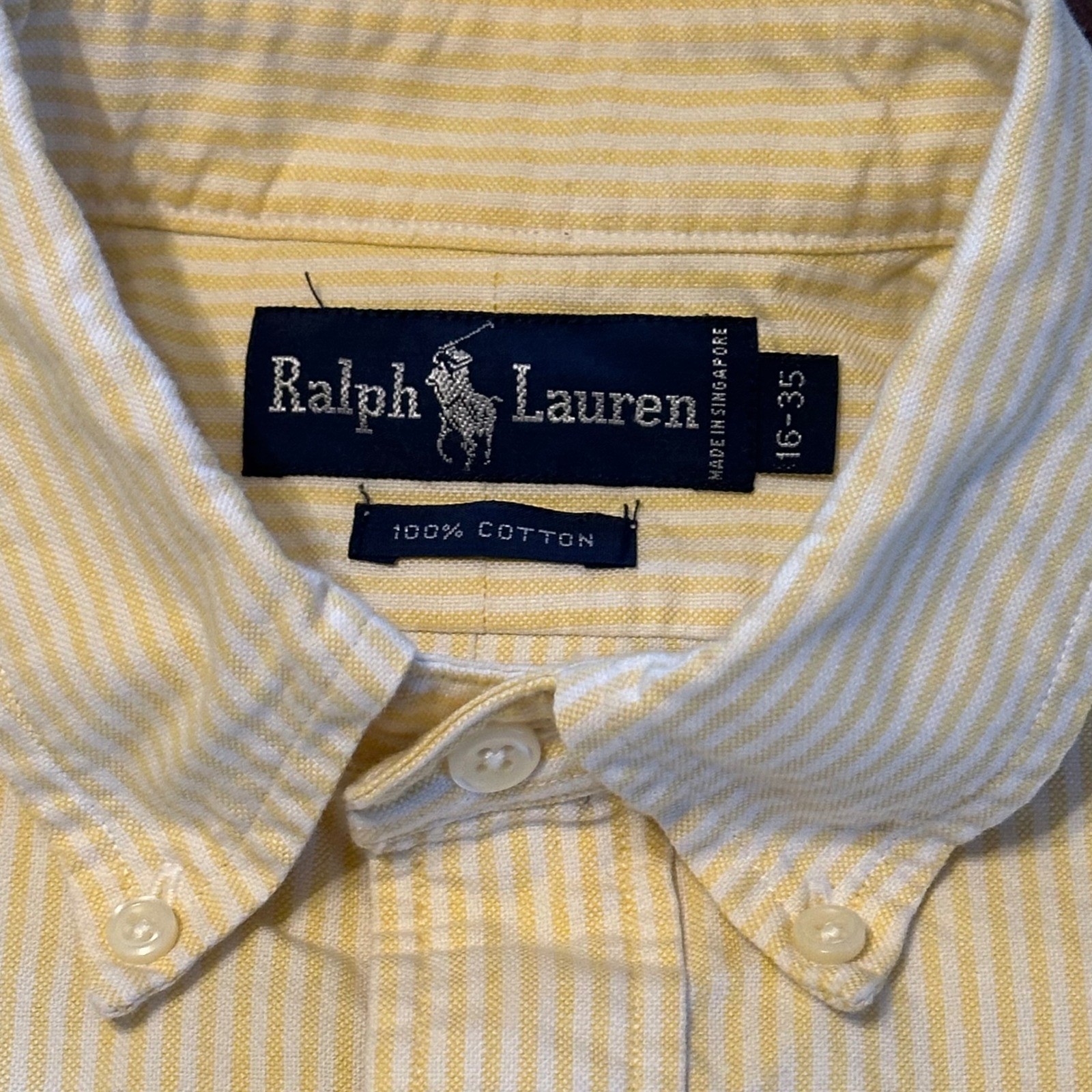 Polo Ralph Lauren Mens Yellow White Striped Seersucker Button Down Shirt XL thumbnail 9