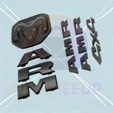 5PCS 3D Matte Black Grille Door Tailgate 4x4 Emblem For Ram 1500 2019-2023 Badge