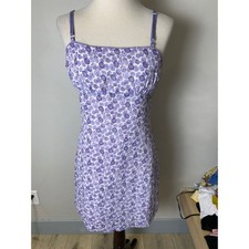 Vintage 90s Guess Purple Floral Mini Dress Daisy  Sundress Boho Cottagecore M
