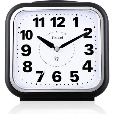 5.5'' Large No Ticking Analog Alarm Clock,Silent Readable for Seniors,Easy to
