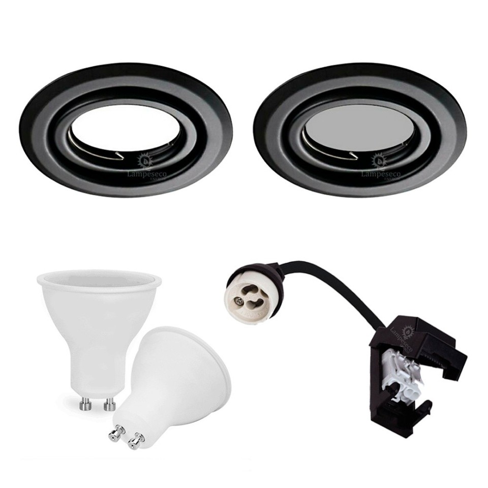 Lot de 15 Spots encastrables orientables Noir Mat avec GU10 LED de 5W eqv. 50W B