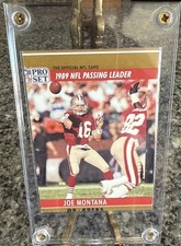 1990 NFL Pro Set # 8 Joe Montana Football Card 1989 Passing Leader Miscut Error