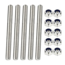 5 Pcs Fully Threaded Rod, M6 x 120mm Right Hand Thread Bar Studs with Nuts