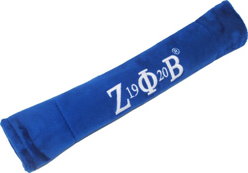 Zeta Phi/&Phi; Beta Embroidered Velour Seatbelt Sleeve [Pack of 2 - Blue - 12"L] - Picture 1 of 4