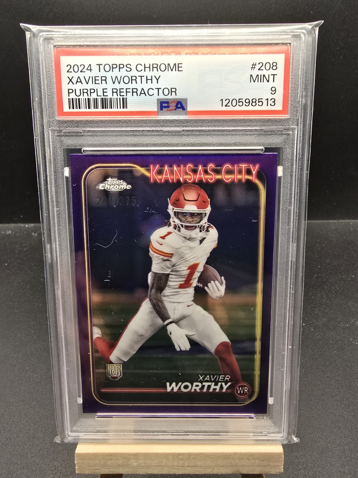 2024 Topps Chrome - Rookies Xavier Worthy #208 Purple Refractor /275 (RC)