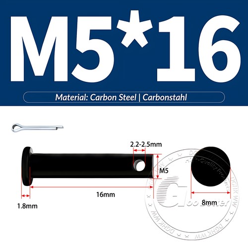 Pasador de horquilla negro pasador de bisagra pasador de retención pasador de aparejo métrico de acero al carbono M4-M30 - Imagen 20 de 201