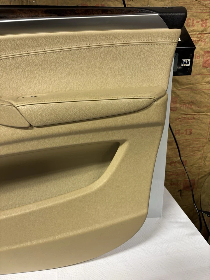 Tarjeta panel puerta delantera derecha BMW 07-13 E70 X5 cuero beige tostado 2007 2008 Foto 4 de 4