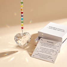 Clear Heart Crystal Suncatcher Gift Set - Window Prism Rainbow Maker