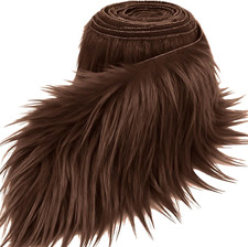 Brown 2X60Inch Faux Fur Shaggy Plush Faux Fur, Fabric Precut Strips Fluffy Fuzzy