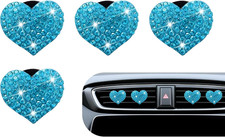 4PCS Bling Heart Air Vent Clips, Air Conditioning Outlet Clip, Car Vent Accessor