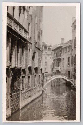 RPPC Venedig Italien Vintage Echt Foto Postkarte Venezianischer Kanal & Steinbrücke um 1910