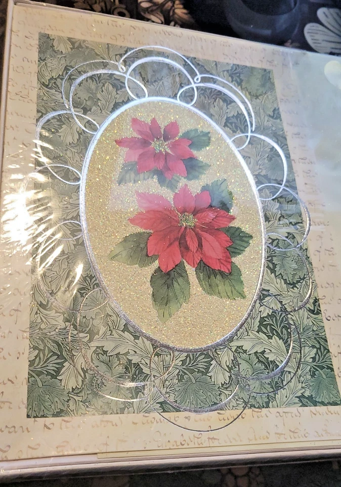 Juego de tarjetas de Navidad Magic Poinsettia de papel nuevo en paquete Foto 2 de 4