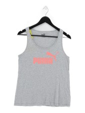 Puma Women's T-Shirt M Grey Graphic 100 Other Sleeveless Basic