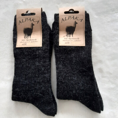 2 Paar Herren Wollsocken Soft Alpaka extra weich 100% Wolle Dunkelgrau 47 bis 50