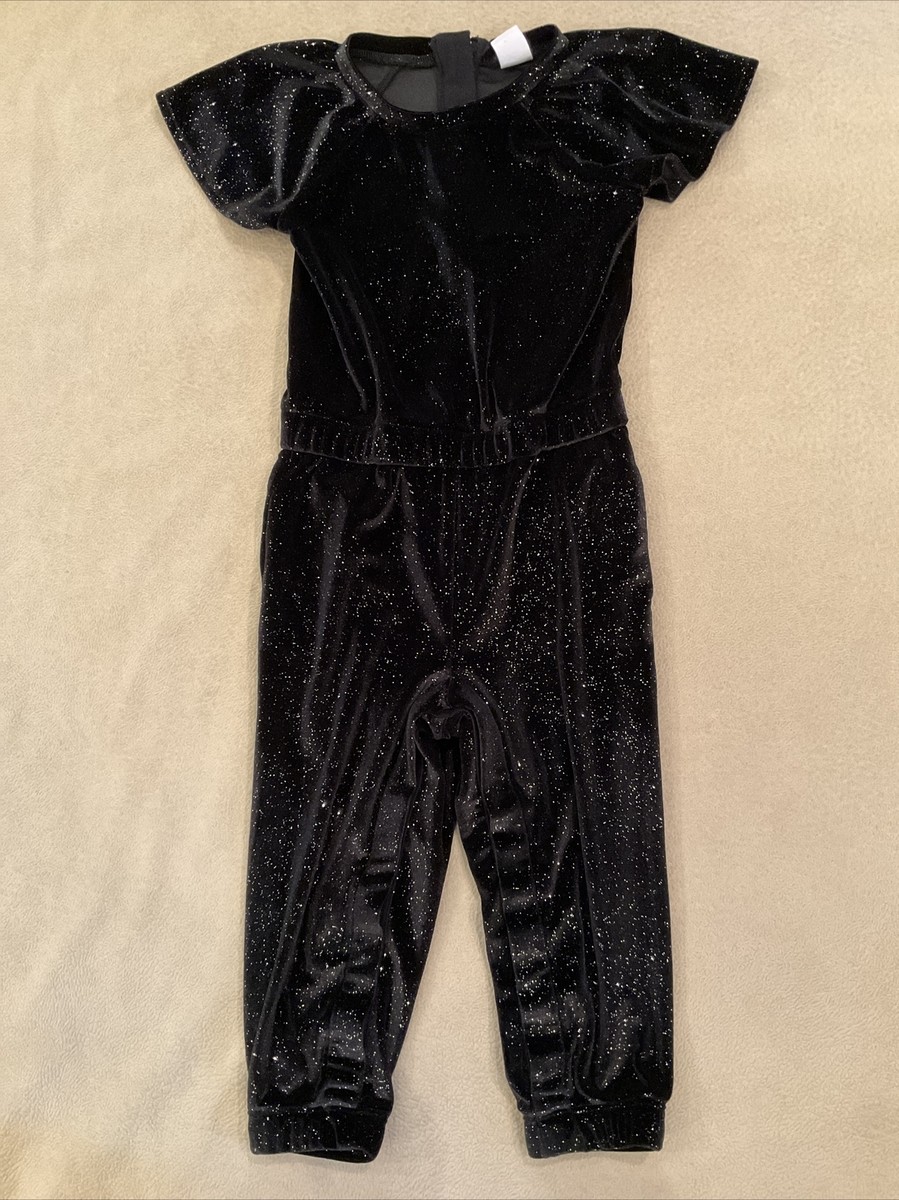 Gap 18-24 girls jumpsuit black velour sparkle holiday fancy