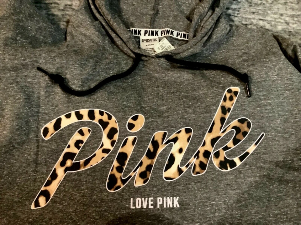 Victoria's Secret Rosa Leopardo Campus Sudadera con Capucha Camiseta Gris Jaspeado XS S M NUEVO EN PAQUETE Foto 2 de 4